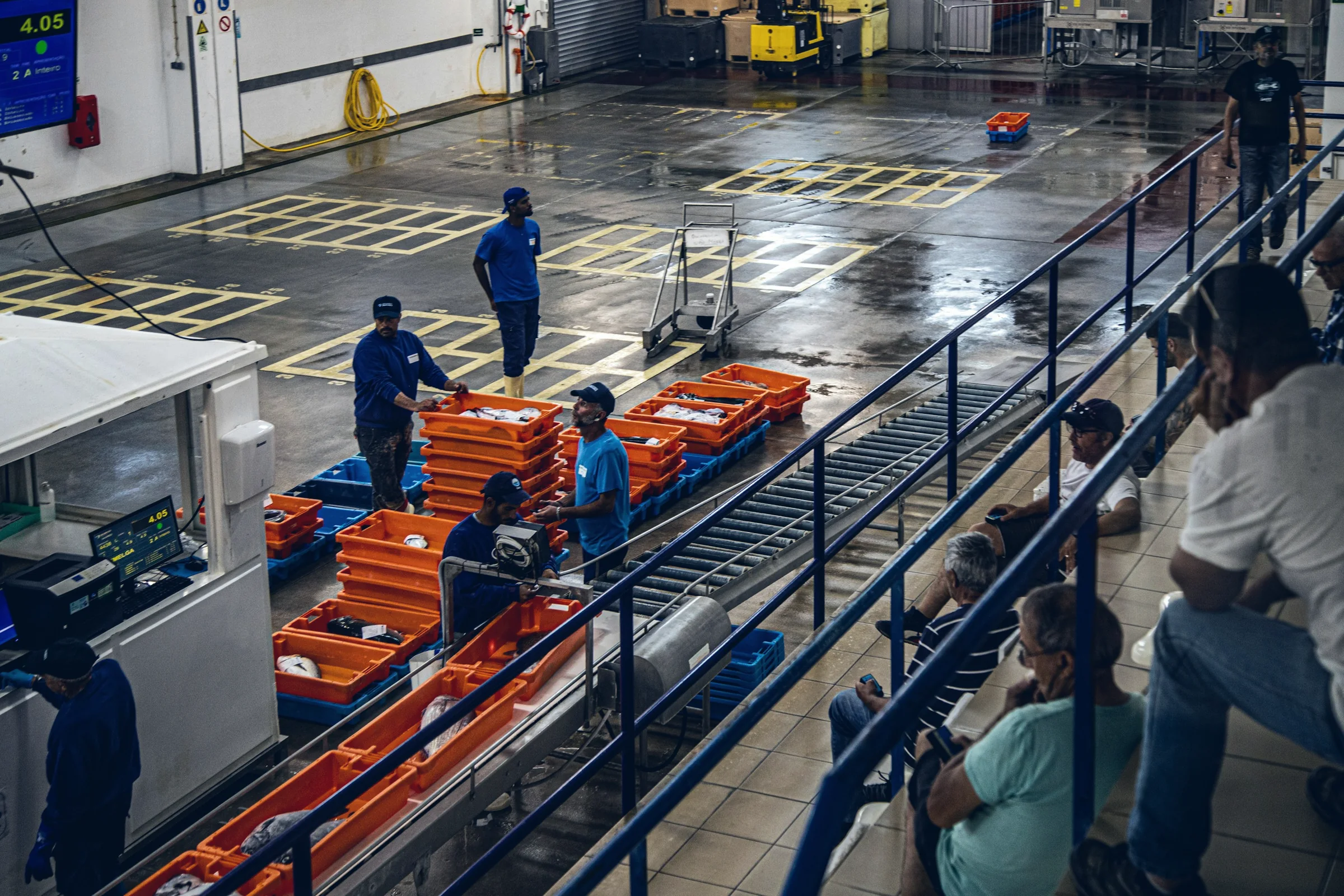Trabalhadores numa unidade industrial em Sagres